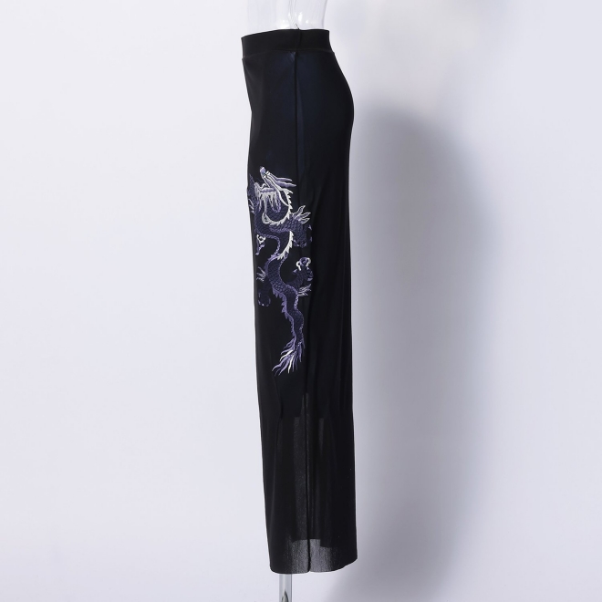 DRAGON EMBROIDERY ON STRETCH NETTING　スカート 詳細画像 ブルー系マルチ 6