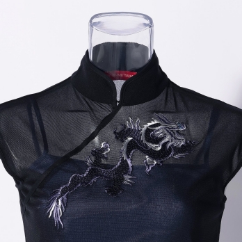 DRAGON EMBROIDERY ON STRETCH NETTING　ドレス 詳細画像