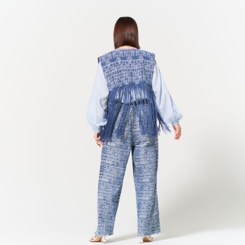 Deer jacquard denim ブラウス 詳細画像