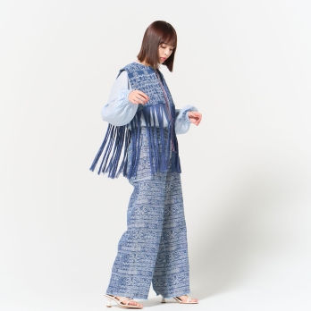 Deer jacquard denim ブラウス 詳細画像