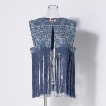 Deer jacquard denim ブラウス 詳細画像