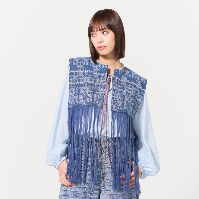 Deer jacquard denim ブラウス 詳細画像 ネイビー 1