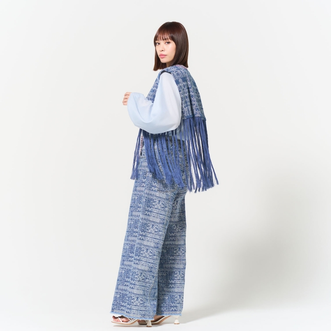 Deer jacquard denim ブラウス 詳細画像 ネイビー 2