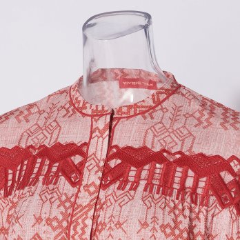 Deer print on stretch netting ブラウス 詳細画像