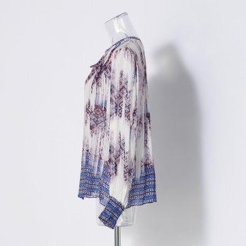 Washed out brocade print ブラウス 詳細画像