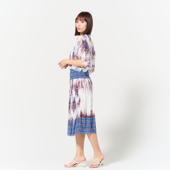 Washed out brocade print net ブラウス 詳細画像