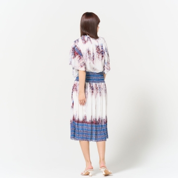 Washed out brocade print net ブラウス 詳細画像