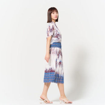 Washed out brocade print net ブラウス 詳細画像