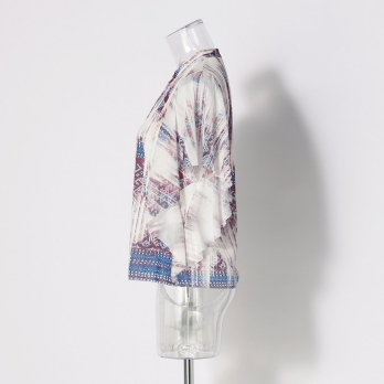 Washed out brocade print net ブラウス 詳細画像