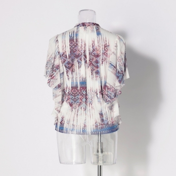 Washed out brocade print net ブラウス 詳細画像