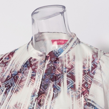 Washed out brocade print net ブラウス 詳細画像