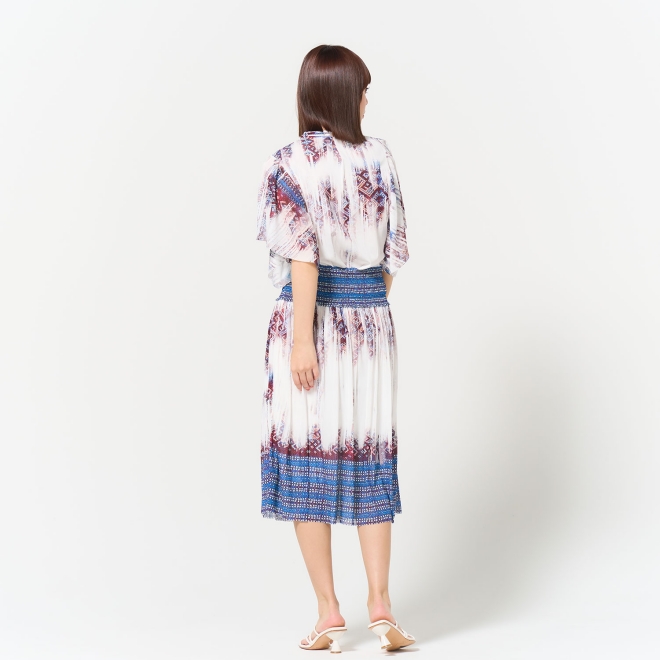 Washed out brocade print net ブラウス 詳細画像 白系マルチ 3