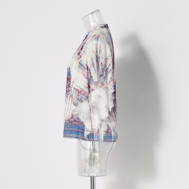 Washed out brocade print net ブラウス 詳細画像 白系マルチ 6
