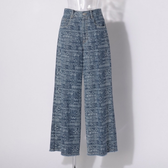 Tie dye stripy jacquard denim パンツ 詳細画像