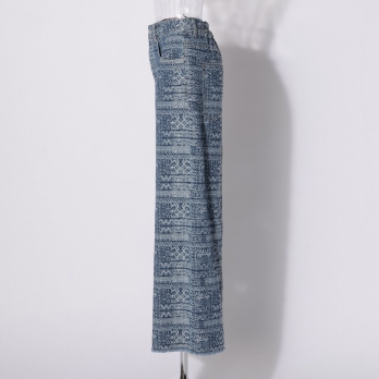 Tie dye stripy jacquard denim パンツ 詳細画像