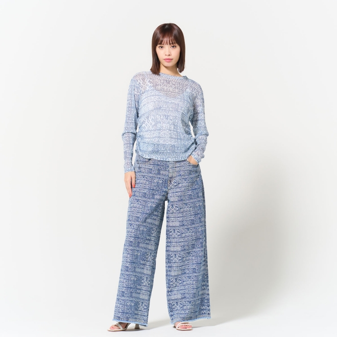 Tie dye stripy jacquard denim パンツ 詳細画像 ライトブルー 1
