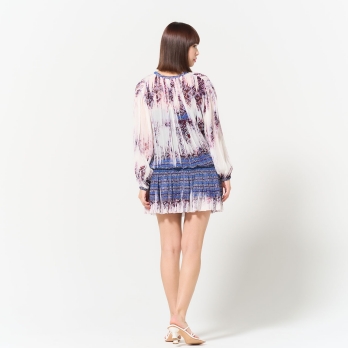 Washed out brocade print viscose ドレス 詳細画像