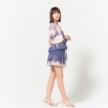 Washed out brocade print viscose ドレス 詳細画像