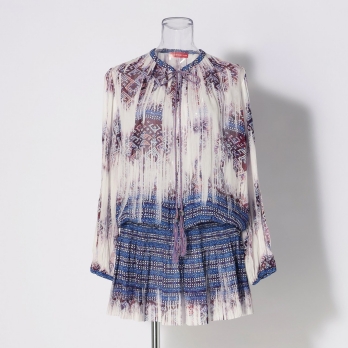 Washed out brocade print viscose ドレス 詳細画像