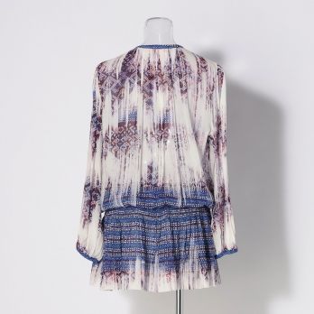 Washed out brocade print viscose ドレス 詳細画像