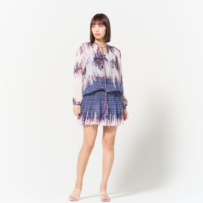 Washed out brocade print viscose ドレス 詳細画像 白系マルチ 1