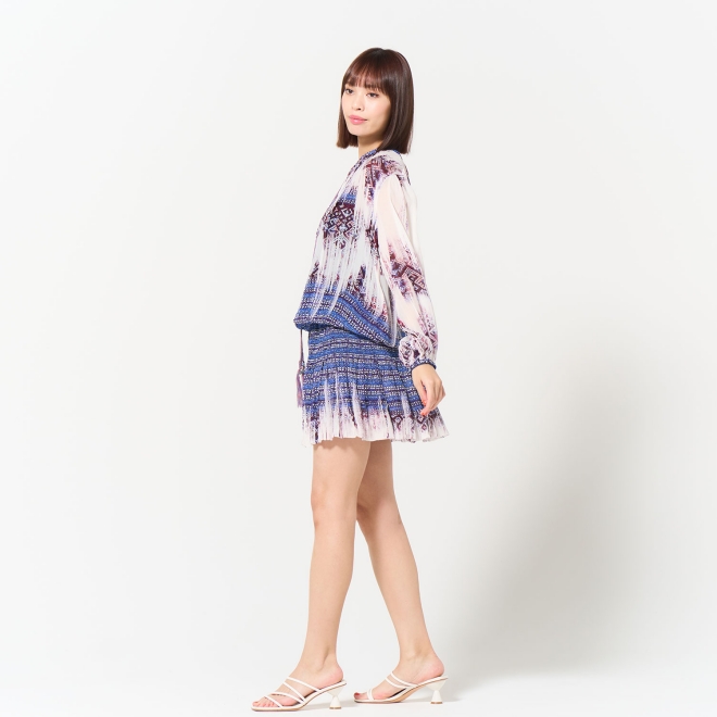 Washed out brocade print viscose ドレス 詳細画像 白系マルチ 2