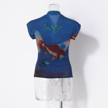 【COMING SOON】Gold fish printed on stretch net ブラウス 詳細画像