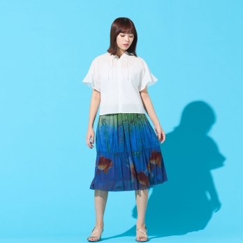 【COMING SOON】Gold fish printed on stretch net スカート