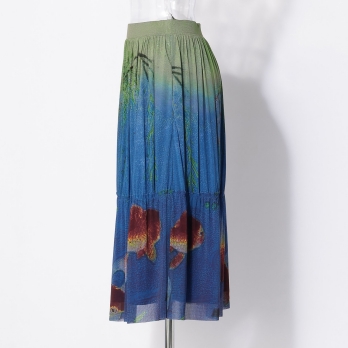 【COMING SOON】Gold fish printed on stretch net スカート 詳細画像
