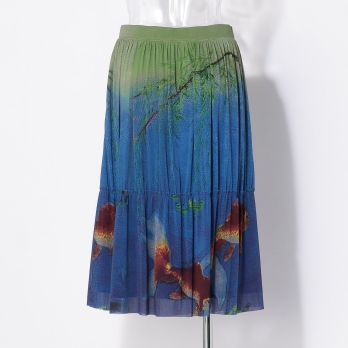 【COMING SOON】Gold fish printed on stretch net スカート 詳細画像