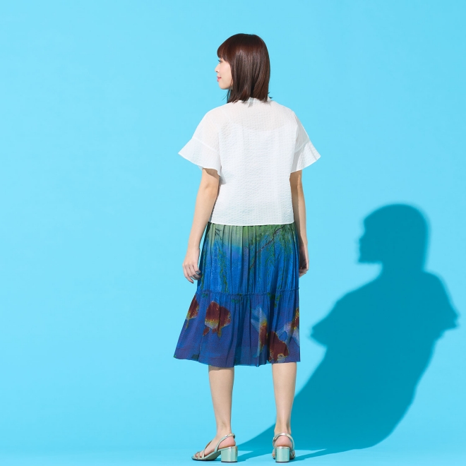 【COMING SOON】Gold fish printed on stretch net スカート 詳細画像 ブルー系マルチ 3