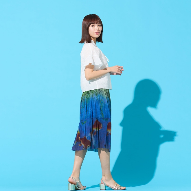 【COMING SOON】Gold fish printed on stretch net スカート 詳細画像 ブルー系マルチ 4