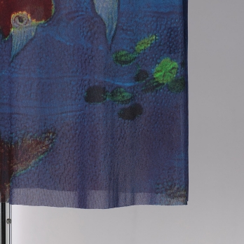 Gold fish printed on stretch net ドレス 詳細画像