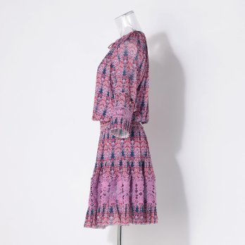 【COMING SOON】Flower girl allover print stretch net ドレス 詳細画像