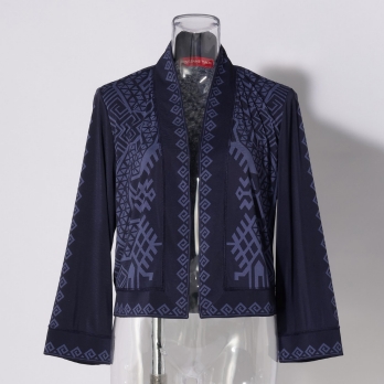 Dragon motif print stretch net ブラウス