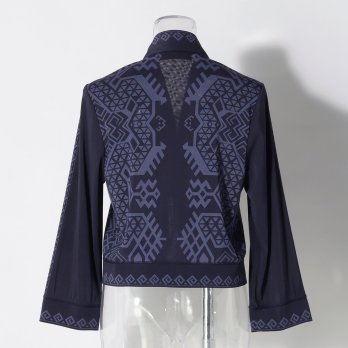 Dragon motif print stretch net ブラウス 詳細画像