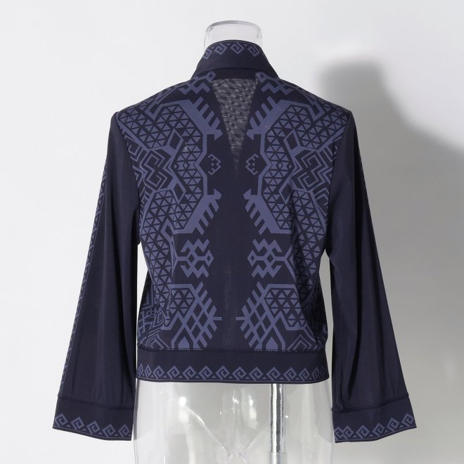 Dragon motif print stretch net ブラウス 詳細画像 ネイビー 3