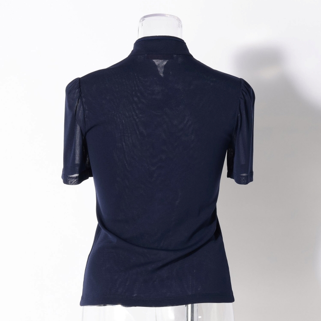 Dragon embroidery motif on stretch net ブラウス 詳細画像 ネイビー 3