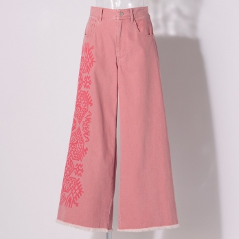 Dragon embroidery on denim パンツ 詳細画像