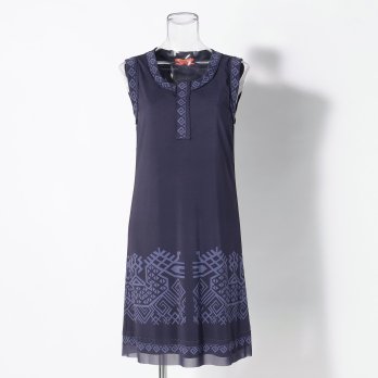 Dragon motif print stretch net ドレス
