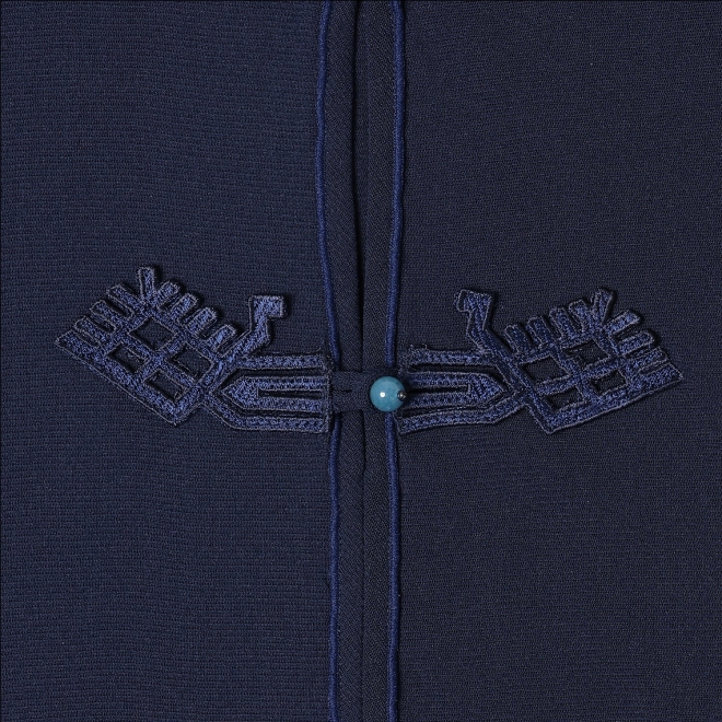 Dragon embroidery motif on stretch net ドレス 詳細画像 ネイビー 9