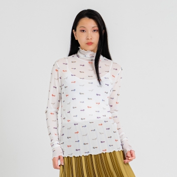 〈新色〉【まとう化粧品 HADA WEAR】TULLE HIGH NECK ブラウス 詳細画像