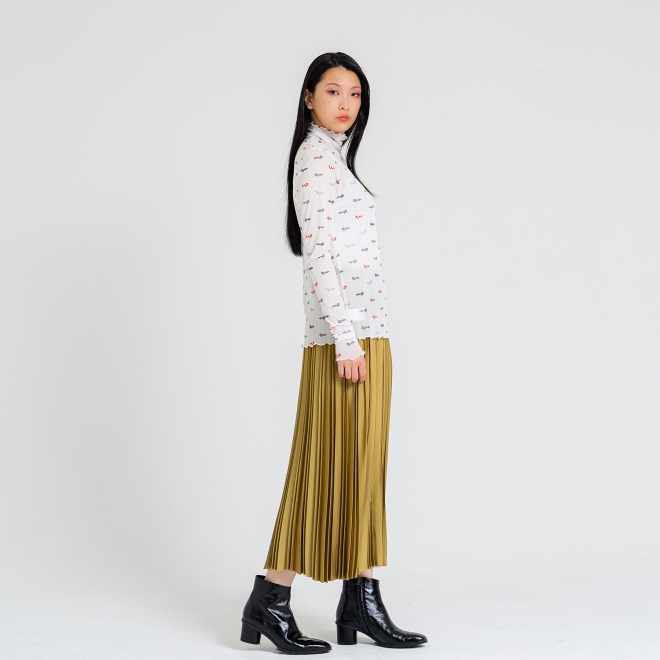 〈新色〉【まとう化粧品 HADA WEAR】TULLE HIGH NECK ブラウス 詳細画像 白系マルチ 4