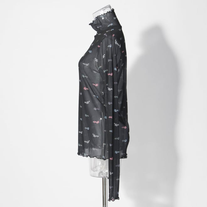 〈新色〉【まとう化粧品 HADA WEAR】TULLE HIGH NECK ブラウス 詳細画像 黒系マルチ 2