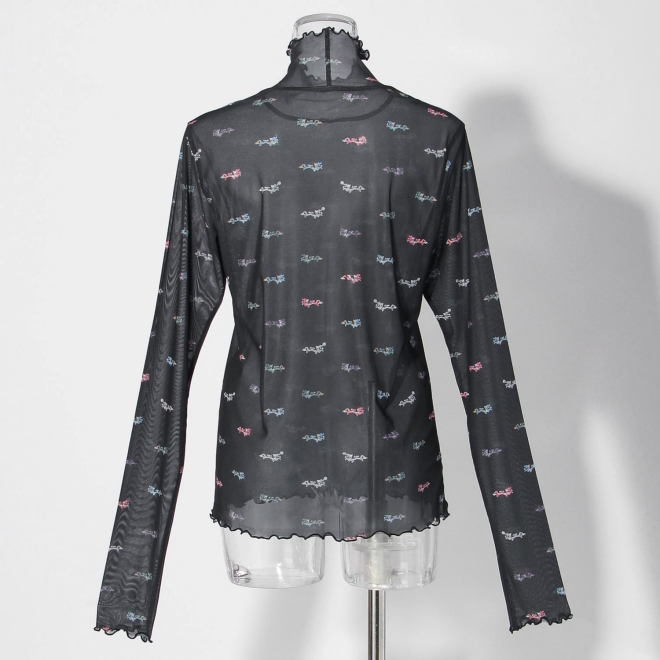〈新色〉【まとう化粧品 HADA WEAR】TULLE HIGH NECK ブラウス 詳細画像 黒系マルチ 3