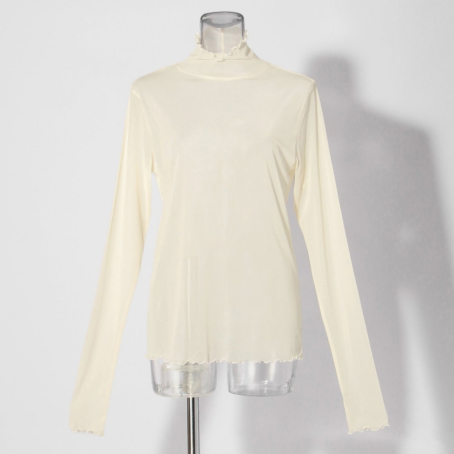 〈新色〉【まとう化粧品 HADA WEAR】TULLE HIGH NECK ブラウス 詳細画像 ホワイト 1
