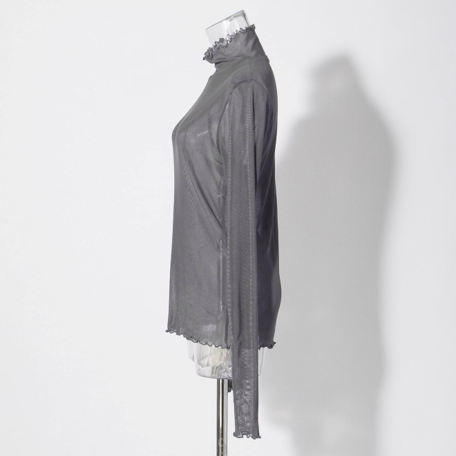 〈新色〉【まとう化粧品 HADA WEAR】TULLE HIGH NECK ブラウス 詳細画像 ライトグレー 2