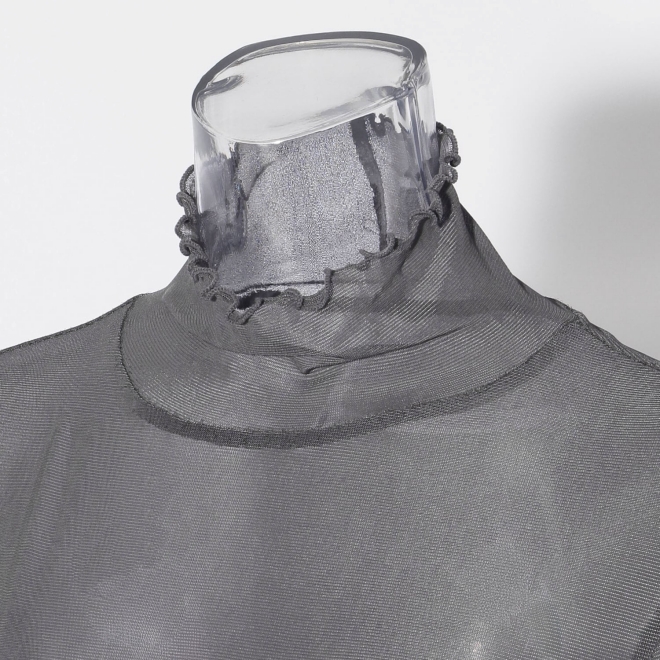 〈新色〉【まとう化粧品 HADA WEAR】TULLE HIGH NECK ブラウス 詳細画像 ライトグレー 4