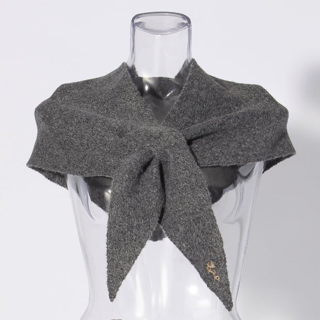 Triangle knit scarf with mini dragon embroidery 詳細画像 ライトグレー 1