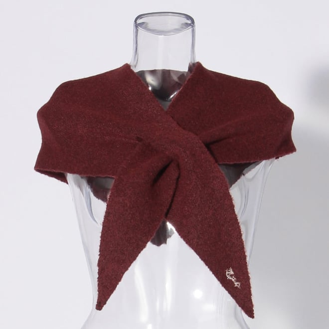 Triangle knit scarf with mini dragon embroidery 詳細画像 レッド 1